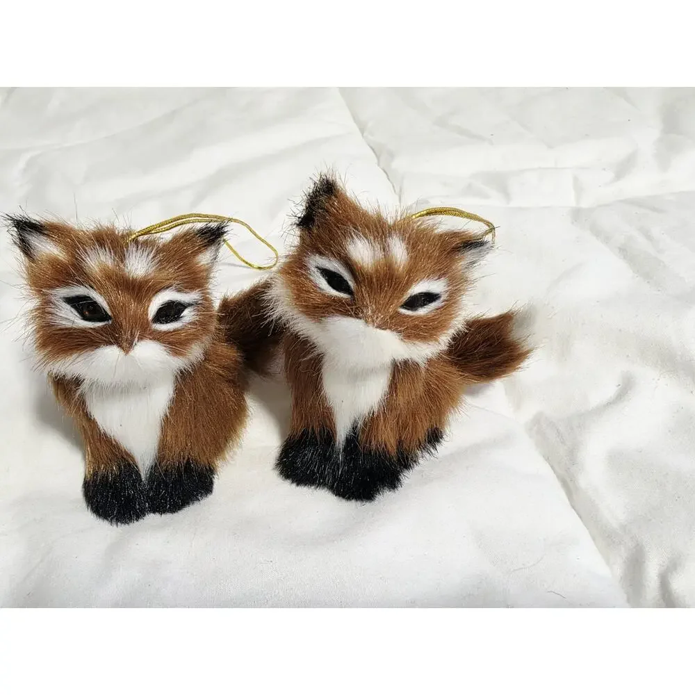 Fox Christmas Ornament Set of 1 Brown White 3